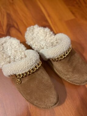 Tory Burch Benton Suede Shearling Mule Slippers 7M